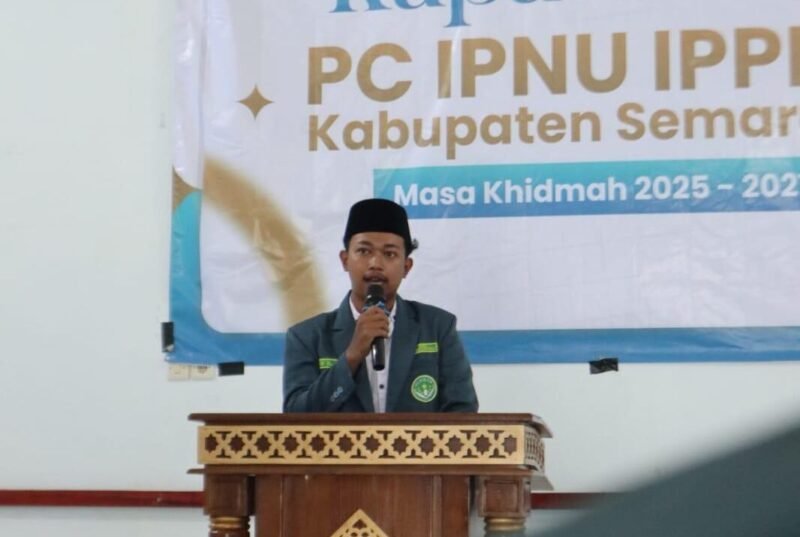 Ketua PC IPNU Kabupaten Semarang, Zaka Al Fani, menegaskan bahwa organisasi pelajar NU bukan sekadar tempat berkumpul tanpa arah, melainkan wadah pembentukan karakter dan penggerak kemaslahatan umat. (18/10) | Foto : Faiz