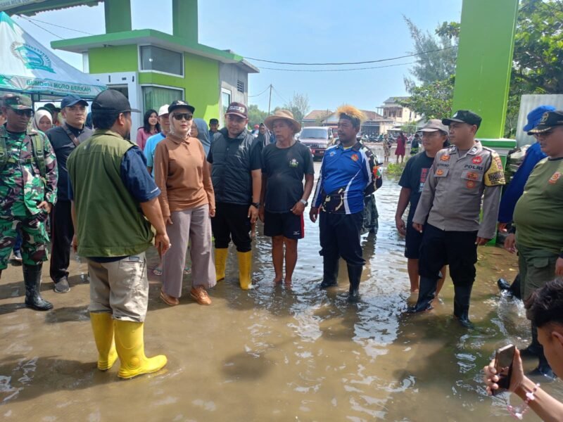 Bupati Kendal Dyah Kartika Permanasari meninjau genangan rob di Dukuh Ngebum, Desa Mororejo. Warga menyampaikan keluhan karena dapur dan rumah mereka terendam hampir dua minggu. (Istimewa/Wawasannews)