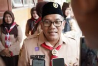 Ketua Kwarcab Gerakan Pramuka Kendal, Mahfud Sodiq, saat membuka Pesta Siaga 2025 di SMP 4 Cepiring. (ZDL-Wawasannews)