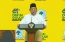 Presiden Prabowo Subianto menyampaikan pidato pada Puncak HUT Ke-61 Partai Golkar di Jakarta, Jumat (5/12/2025). (Istimewa/Wawassannews)