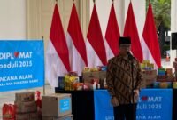 Menlu RI Sugiono menyampaikan terima kasih atas dukungan moral negara-negara sahabat untuk korban bencana di Aceh, Sumatra Utara, dan Sumatra Barat  pada Jumat (5/12/2025) di Gedung Pancasila, Jakarta. (Istimewa/Wawasannews)