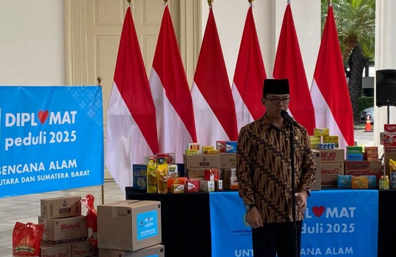 Menlu RI Sugiono menyampaikan terima kasih atas dukungan moral negara-negara sahabat untuk korban bencana di Aceh, Sumatra Utara, dan Sumatra Barat  pada Jumat (5/12/2025) di Gedung Pancasila, Jakarta. (Istimewa/Wawasannews)