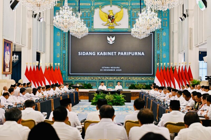Presiden Prabowo Subianto memimpin Sidang Kabinet Paripurna di Istana Negara, Jakarta, Senin (15/12/2025). (Istimewa/Wawasannews)