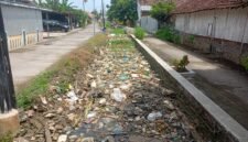 Kondisi salah satu saluran irigasi di Desa Turunrejo, Kecamatan Brangsong, Kendal yang dipenuhi tumpukan sampah kiriman dan air menggenang, meningkatkan risiko banjir saat hujan turun. (Istimewa/Wawasannews)