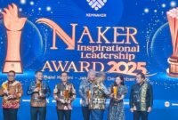 penyerahan penghargaan dalam ajang NAKER Inspirational Leadership Award 2025 yang digelar Kementerian Ketenagakerjaan di Balai Kartini, Jakarta, Desember 2025. (Istimewa/Wawasannews)