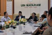 Pimpinan Kementerian Agama bersama jajaran Universitas Islam Negeri (UIN) Mataram mengikuti pertemuan eksekutif membahas penguatan riset dan pemanfaatan program Beasiswa Indonesia Bangkit sebagai upaya peningkatan kualitas sumber daya manusia menuju Indonesia Emas 2045 di UIN Mataram, Kamis (26/2/2026). Foto : Wawasannews