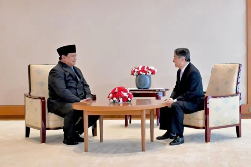 Presiden Prabowo Subianto (kiri) melakukan pertemuan dengan Kaisar Jepang Naruhito di Istana Kekaisaran Jepang, Tokyo, Jepang, Senin (30/3/2026). (Istimewa/Wawasannews)