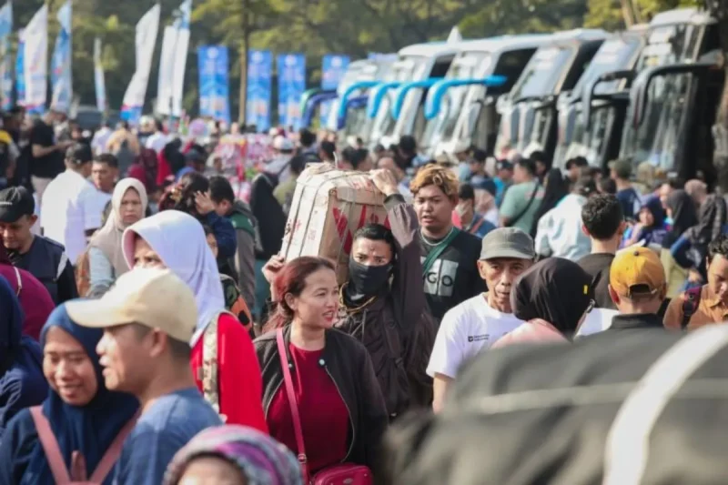Para peserta program Mudik Gratis Lebaran 2026 yang diberangkatkan dari Jakarta menuju ke Jawa Tengah. (Istimewa/Wawasannews)