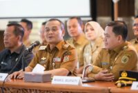 Gubernur Jateng Ahmad Luthfi Saat memberikan pengarahan kepada jajaran Pemkab Pekalongan, di Pekalongan, Senin (9/3/2026). (Istimewa/Wawasannews)