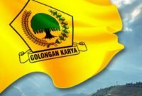 Ilustrasi bendera Partai Golongan Karya (Golkar) sebagai simbol partai politik yang tengah menjadi sorotan terkait klarifikasi dugaan kasus yang melibatkan salah satu kader di Kabupaten Kendal. Foto : Wawasannews.com