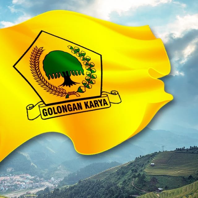 Ilustrasi bendera Partai Golongan Karya (Golkar) sebagai simbol partai politik yang tengah menjadi sorotan terkait klarifikasi dugaan kasus yang melibatkan salah satu kader di Kabupaten Kendal. Foto : Wawasannews.com