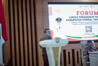 Ketua DPRD Kabupaten Kendal Mahfud Sodiq menyampaikan sambutan dalam kegiatan Forum Lintas Perangkat Daerah Kabupaten Kendal Tahun 2026 di Pendopo Kabupaten Kendal, Kamis (12/3/2026). Foto : Wawasannews.com