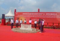 Prosesi peletakan batu pertama (groundbreaking) pembangunan pabrik PT Kuka Furniture Industry Indonesia di Kawasan Ekonomi Khusus (KEK) Kendal, Jawa Tengah, Senin (16/3/2026). Foto : Wawasannews.com