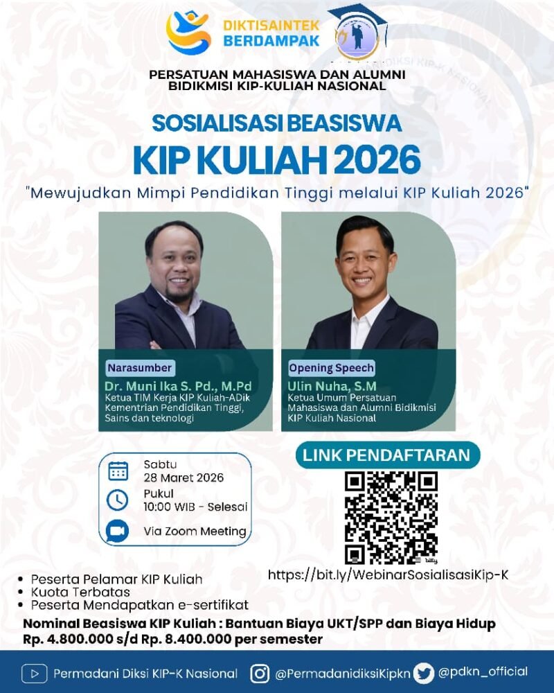 Pamflet Sosialisasi Beasiswa KIP-K oleh Organisasi PDKN. Wawasannews.com