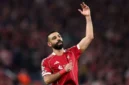Penyerang sayap Liverpool Mohamed Salah merayakan keberhasilannya mencetak gol ke gawang Galatasaray pada pertandingan leg kedua babak 16 besar Liga Champions di Stadion Anfield, Liverpool, Rabu (18/3/2026). (Istimewa/Wawasannews)