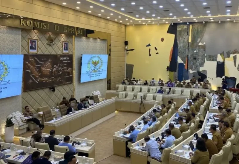 Komisi II DPR RI menggelar rapat kerja dan rapat dengar pendapat dengan Menteri Dalam Negeri sekaligus Kepala Badan Nasional Pengelola Perbatasan Tito Karnavian serta Kepala Otorita Ibu Kota Nusantara (IKN) Basuki Hadimuljono di kompleks parlemen, Senayan, Jakarta, Senin (30/3/2026). (Istimewa/Wawasannews)