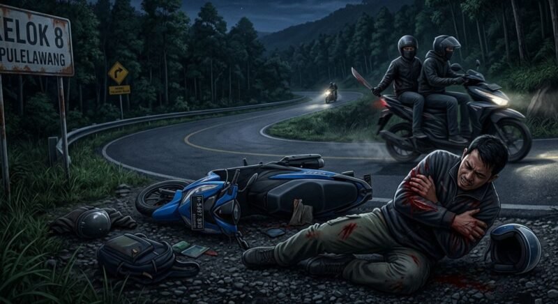 Ilustrasi aksi kejahatan di jalur sepi kawasan “Kelok 8” Pulelawang, Kecamatan Patean, Kendal. Wawasannews.com