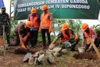 Dandim 0715/Kendal Letkol Inf Bagus Setyawan bersama Wakil Bupati Kendal H. Benny Karnadi, S.Ag. dan jajaran Forkopimda melakukan prosesi peletakan batu pertama pembangunan Jembatan Garuda Merah Putih di Desa Mojoagung, Kecamatan Plantungan, sebagai simbol dimulainya proyek infrastruktur penghubung Kendal–Batang, Selasa (31/3/2026).