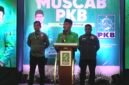 Ketua DPC PKB Kendal Muhammad Makmun saat memberikan sambutan di acara Muscab PKB Kendal di Hotel Sae Inn, Minggu malam (19/4/2026). Foto: Fuad/WawasanNews