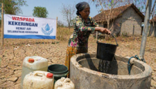 Foto ilustrasi seorang nenek sedang mengambil air dari sumur di tengah kondisi tanah yang mulai mengering, sebagai dampak musim kemarau yang mulai terasa. Wawasannews.com