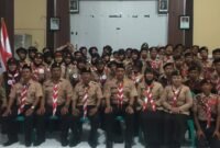 Peserta bersama panitia dan jajaran Kwarcab Pramuka Kendal berfoto usai mengikuti rangkaian seleksi calon peserta Jambore Nasional XI Tahun 2026 di Sanggar Pramuka Kwarcab Kendal, Kamis (30/4/2026). (Istimewa/Wawasannews)
