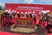 Prosesi groundbreaking pembangunan pabrik PT Hoi Fu Paper Packaging Indonesia di Kawasan Ekonomi Khusus (KEK) Kendal, Sabtu (2/5/2026). (Istimewa/Wawasannews)