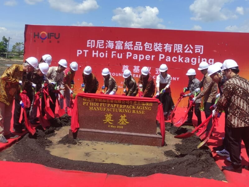 Prosesi groundbreaking pembangunan pabrik PT Hoi Fu Paper Packaging Indonesia di Kawasan Ekonomi Khusus (KEK) Kendal, Sabtu (2/5/2026). (Istimewa/Wawasannews)
