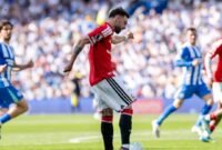 Pemain gelandang Manchester United Bruno Fernandes saat menghadapi Brighton & Hove Albion dalam laga Liga Inggris, (24/05/2026). (Istimewa/Wawasannews)