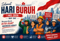Poster Hari Buruh yang diperingati setiap tanggal 1 Mei. (Istimewa/Wawasannews)